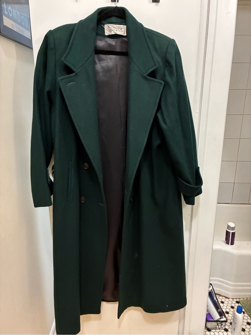 Stephanie Matthews Vintage 1980s Forest Green Double Breasted Wool Overcoat
